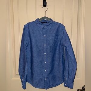 Janie and Jack Chambray Linen Shirt Boys Size 12 in Blue Cobalt